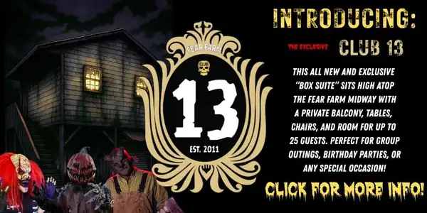 Club 13 VIP haunted house experience at SC Fear Farm