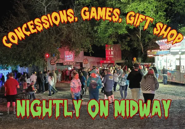 Concessions, Games and Gift Shop SC Fear Farm midway concessions games and gift shop